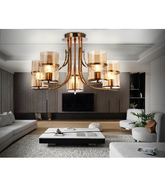 Светильник Ambrella light TR3222/5 GD/TI золото/янтарь E27*5 max 40W D540*300