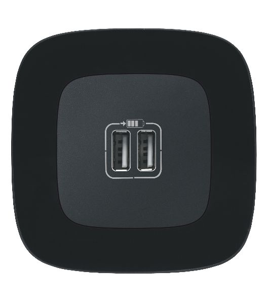 Зарядное утройство 2хUSB с лицевой панелью, Антрацит