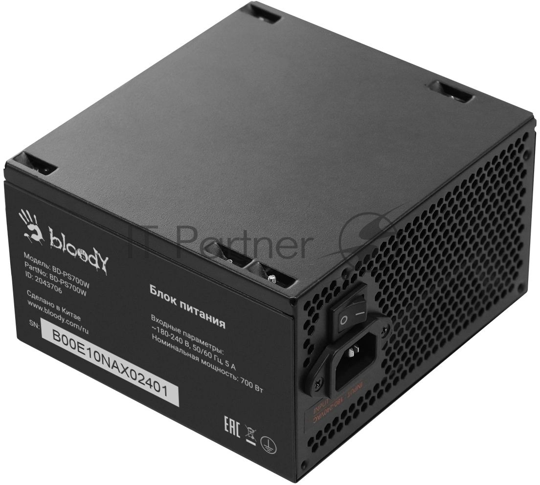 Блок питания Bloody BD-PS700W, 700Вт, 80 PLUS WHITE, 120мм, черный