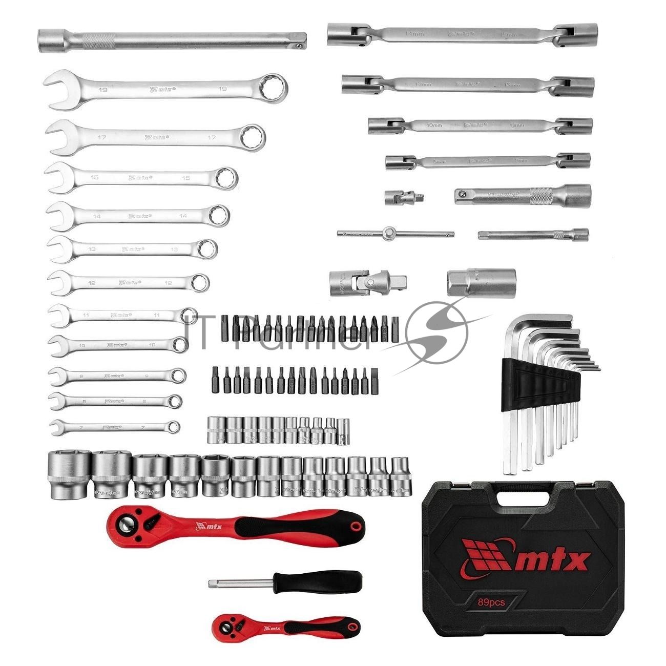 Набор инструментов MTX 1/2", 1/4", CrV, пластиковый кейс 89 предметов