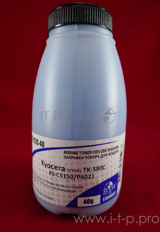 Тонер для Kyocera TK-580C, FS-C5150/P6021 Cyan (фл. 40г) 2,8K B&W Standart (Tomoegawa) фас. Россия