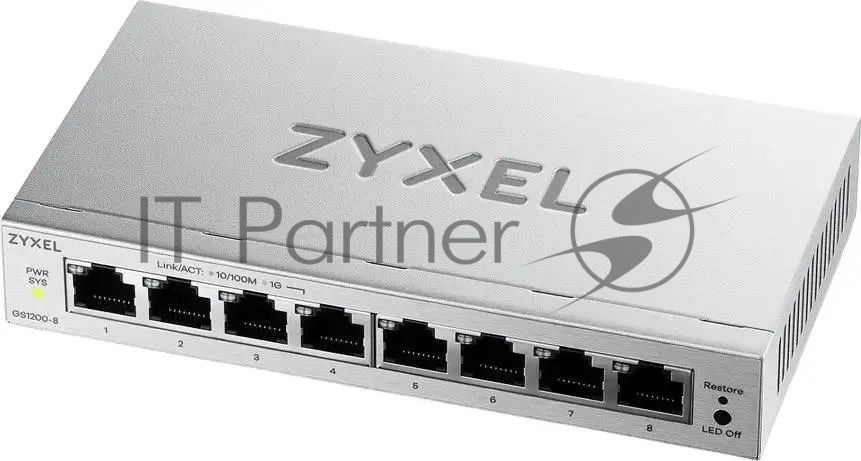 Коммутатор ZyXEL GS1200-8V3-EU0101F, 8×LAN, управляемый