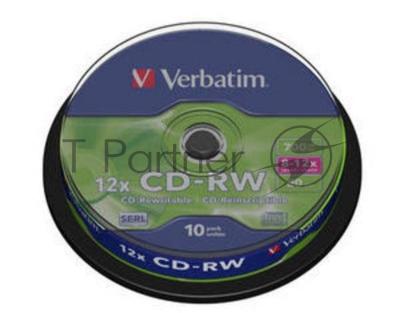 Диск CD-RW Verbatim 700Mb 10x Cake Box (10шт) (43480)