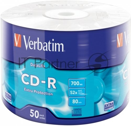 Диск CD-R Verbatim 700 Mb, 52x, Shrink (50), DataLife (50/600)