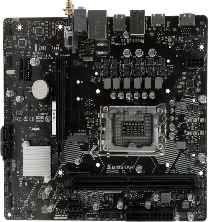 Материнская плата Biostar H610MT-E, LGA1700, Intel H610, 2xDDR4, 4xSATA 6Gb/s, 1xM.2 PCI-E, 1xPCIe 4.0 x16, 1xPCIe 3.0 x1, 1xHDMI, 1xDisplayPort, 1x 1Gb LAN, 4xUSB 2.0, 1xUSB 3.2 Gen 1, 3x3.5 мм, 7.1, microATX
