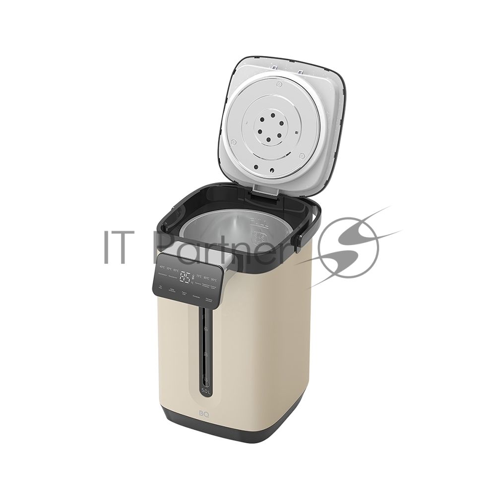 Термопот BQ TP5003 Beige, мощность 1800 Вт, объем 5 л, сенсорный тип управления, 6 температурных режимов (45-95°C, с шагом 10°С), функция повторного кипячения, функция поддержания температуры, способы подачи воды - электрическая помпа, индикатор уровня во