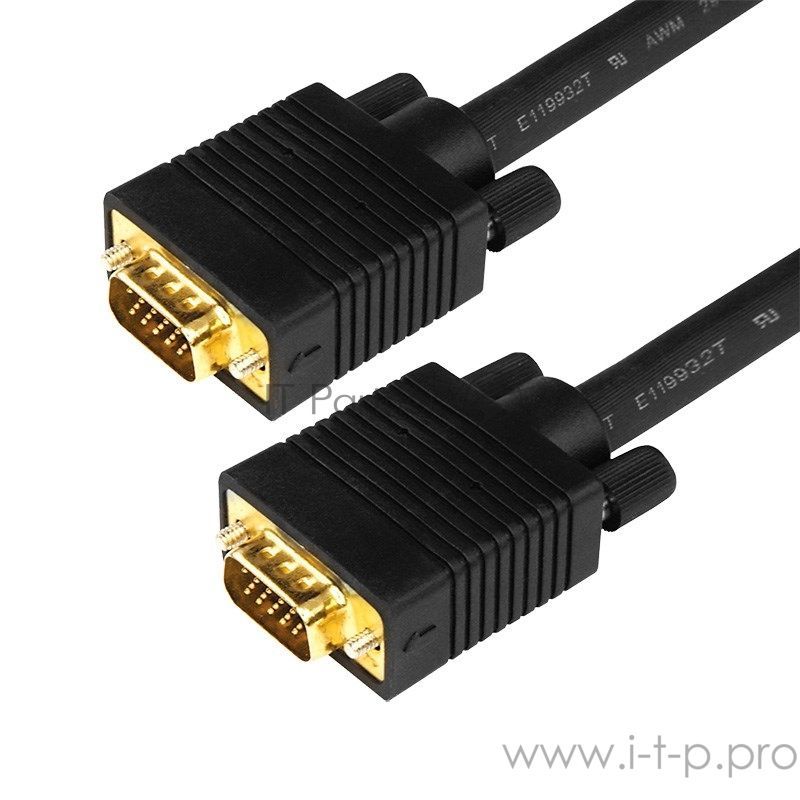 Шнур VGA - VGA с ферритами, длина 3 метра, черный (GOLD) Rexant