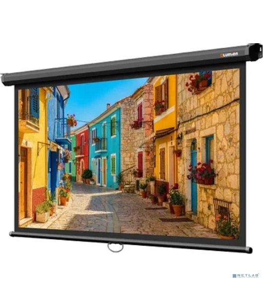 Настенный экран Lumien LEP-100129 Eco Picture 137х192см (рабочая область 104х186 см) (84") Matte White верх.кайма 30 см, восьмигранный корпус, возможность потолочн./настенного крепления, 16:9, цвет корпуса черный (треугольная упаковка)