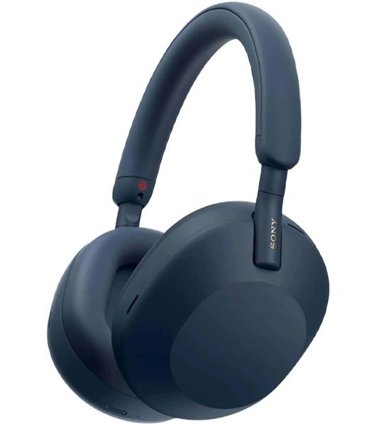 Беспроводные/проводные наушники Sony WH-1000XM5 синий, полноразмерные, Bluetooth + проводной, активное шумоподавление, до 30 ч