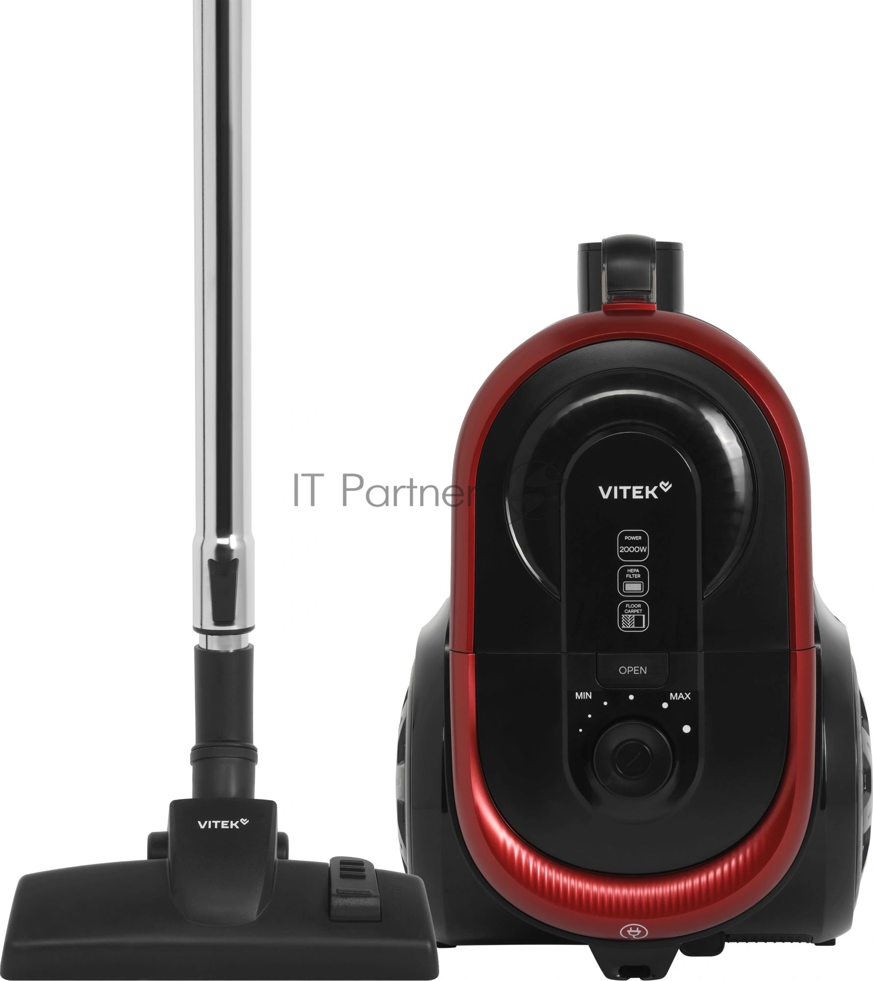 Пылесос Vitek VT-CV1880 черный/красный, 400/2000 Вт, уборка сухая, пылесборник контейнер 2,5 л