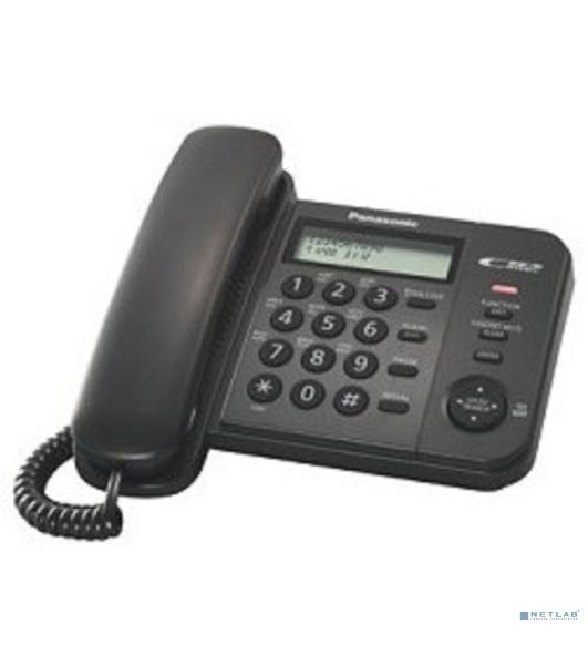 Телефон проводной Panasonic KX-TS2356RUB черный АОН,Caller ID,ЖКД,блокировка набора,выключение микрофона