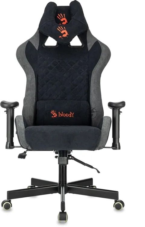 Кресло игровое эргономичное A4Tech Bloody GC-580 черный/серый искусственная замша с подголов. крестов.