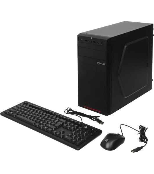 Компьютер Amur Нарвал B7I21 MT i3 12100 (3.3) 16Gb SSD 512Gb UHDG 730 FreeDOS 2.5xGbitEth 400W мышь клавиатура черный (RUS) (2147008)