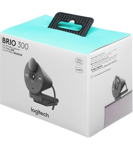 Веб-камера Logitech Brio 300 1920x1080, 30 кадр/с, USB Type-C, микрофон (шумоподавление), автоматическая фокусировка, автоосвещение, универсальное крепление