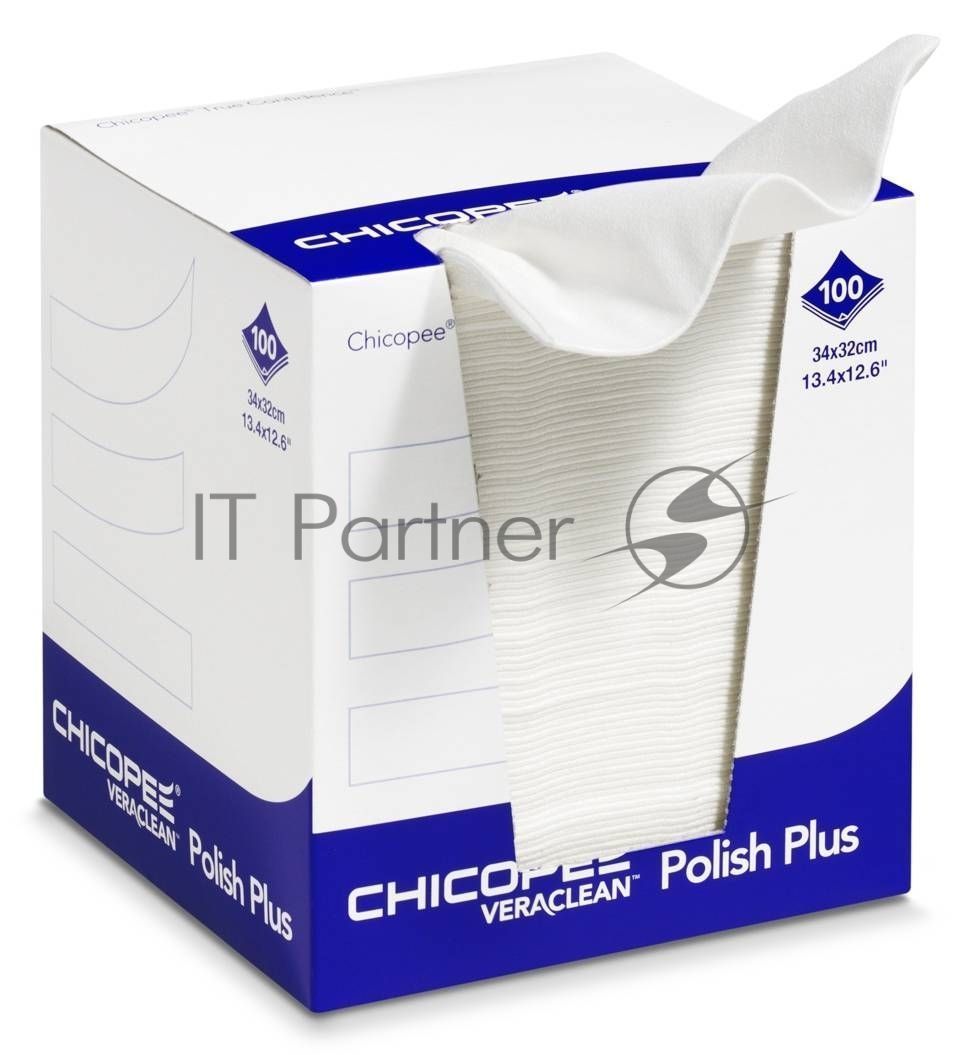 Салфетки для чистки оптики и фотобарабанов Veraclean Polish Plus белые (Katun/Chicopee) диспенсер/100шт