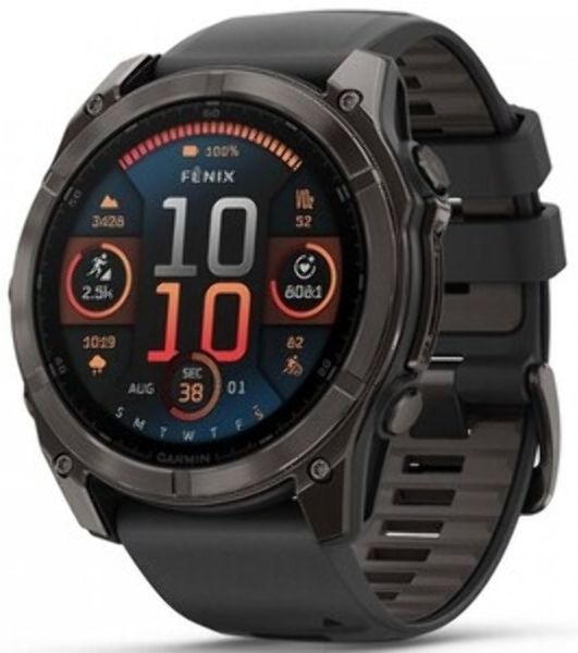 Умные часы Garmin Fenix 8 Solar Sapphire, 1.6" AMOLED, Wi-Fi, Bluetooth, NFC, 100м, серый / желтый