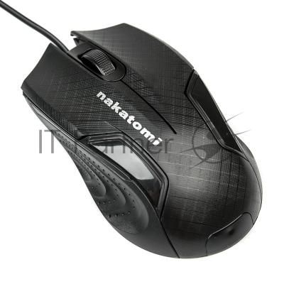 Мышь проводная Nakatomi MON-06U черный, 800 dpi, USB, кнопки - 3