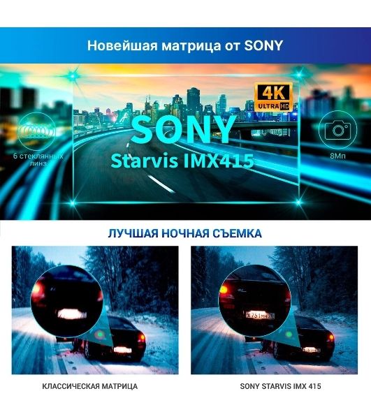 Видеорегистратор с радар-детектором TrendVision DriveCam Real 4K Signature LNA 2CH GPS ГЛОНАСС черный