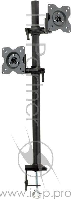 Настольное наклонно-поворотное крепление Kromax OFFICE-5, для 2-х LCD мониторов 13"-32", 5 ст. свободы, 3D вращение, VESA 75/100, max 2х6 кг GREY