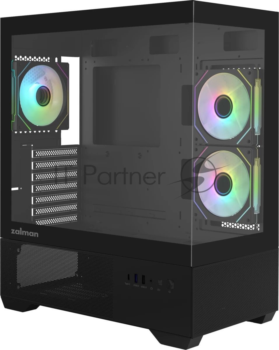 Компьютерный корпус ZALMAN CHRONIX V2, ATX, BLACK, WINDOW, 1xCombo (3.5’’ or 2.5’’), 1x3.5’’HDD, 2x2.5’’SSD, 1xUSB2.0, 1xUSB3.0, 1xUSB Type-C, SIDE 2x120мм ARGB, REAR 1x120мм ARGB