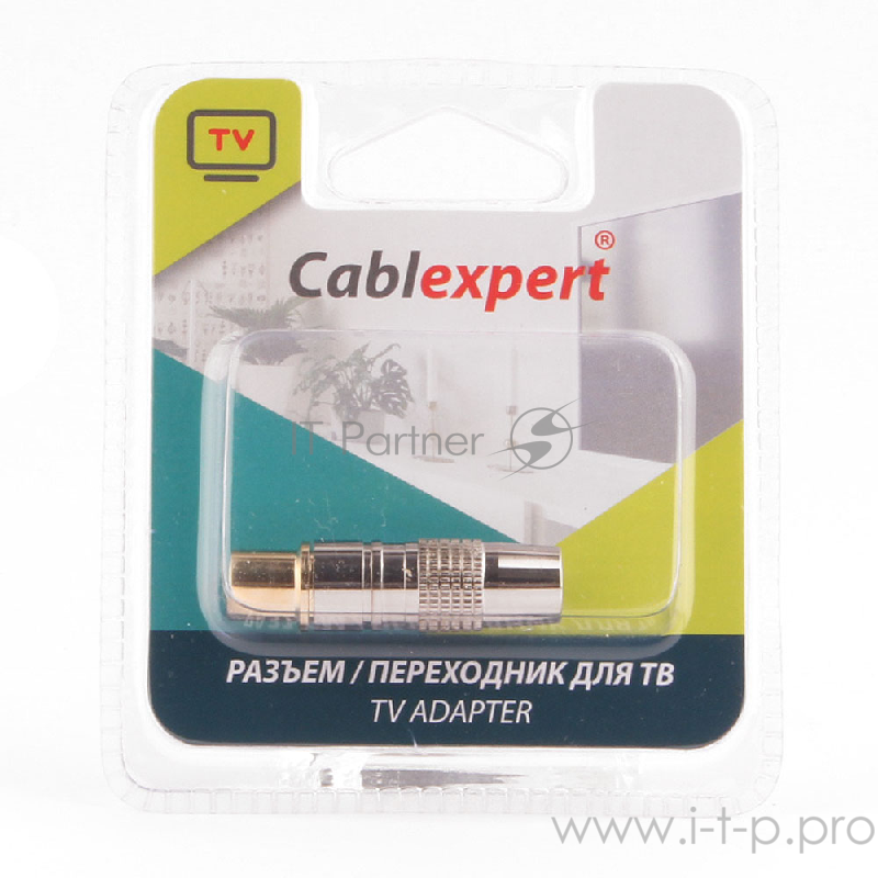 Разъем Cablexpert TVPL-05, TV (папа) позолоченный, латунь OD8.5, блистер