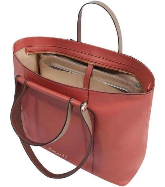 Деловая сумка женская Piquadro Circle BD3336W92/ARTM с отделением для ноутбука 14" коралловая/кофейная натур.кожа