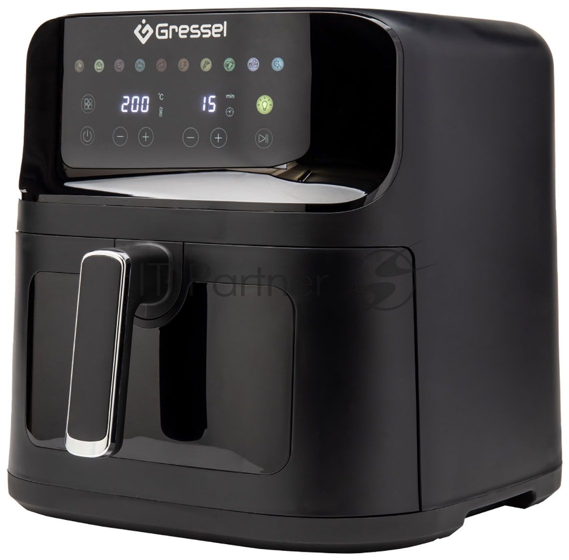 Аэрогриль Gressel GAF-1826 черный, 1700 Вт, 7,5 л, сенсор, 10 программ