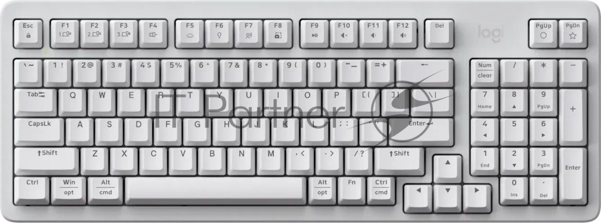 Клавиатура Logitech K868 гибридная, USB Type-A, Bluetooth, радиоканал, белый