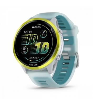 Умные часы Garmin Forerunner 970, 1.4" AMOLED, Wi-Fi, Bluetooth, NFC, 50м, белый / желтый / бирюзовый