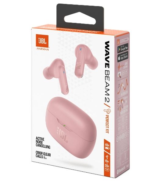 Наушники TWS JBL Wave Beam 2 розовый, внутриканальные, Bluetooth, активное шумоподавление, до 40 ч