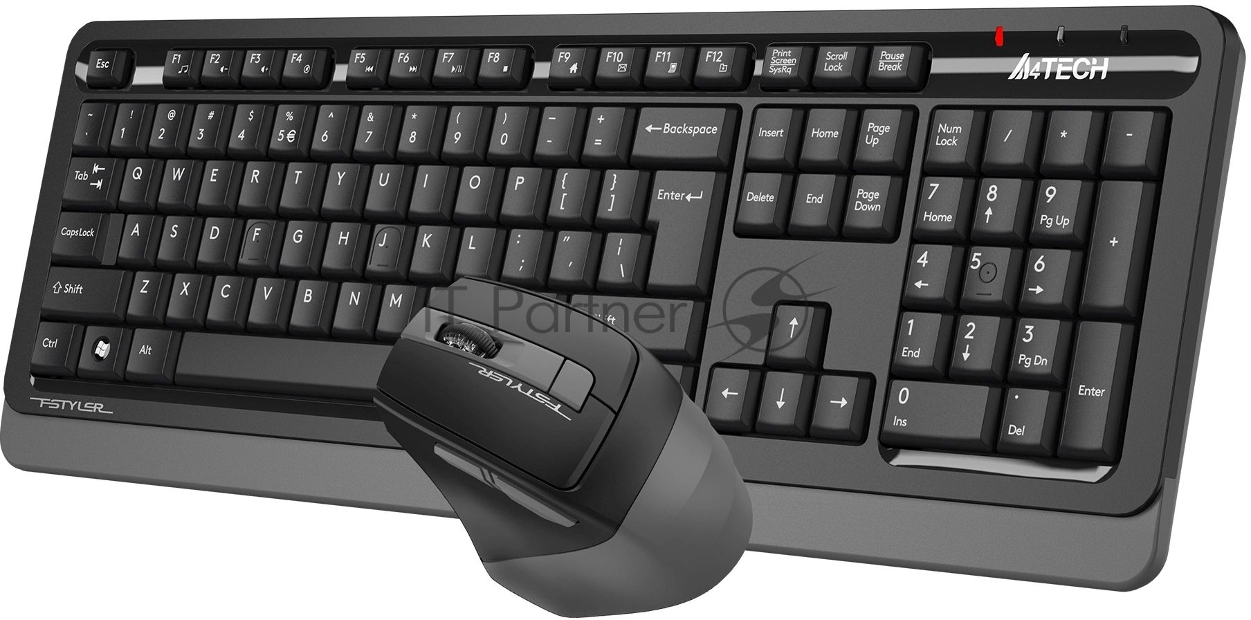 Комплект клавиатура+мышь A4Tech FStyler FG1035 беспроводной, USB, 2000 DPI, чёрный/серый