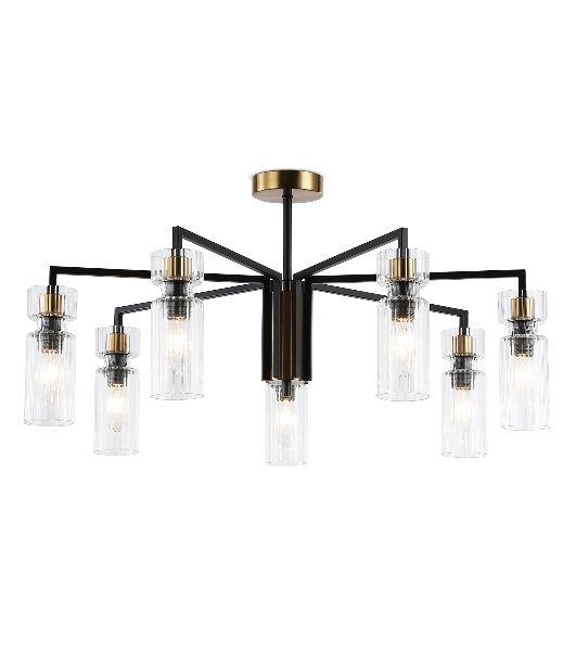 Люстра Ambrella light LH56115/7 BK/BS/CL черный/латунь/прозрачный E14*7 max 40W D705*350