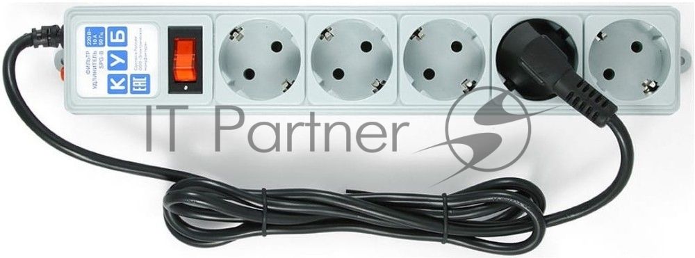 Сетевой фильтр PowerCube SPG-B-10, 3м, 5 евророзеток, серый