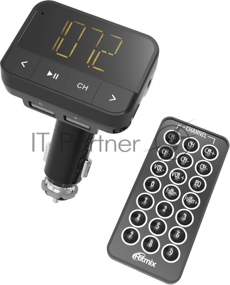 Автомобильный FM-модулятор Ritmix FMT-B200 черный SD BT USB (80000765)