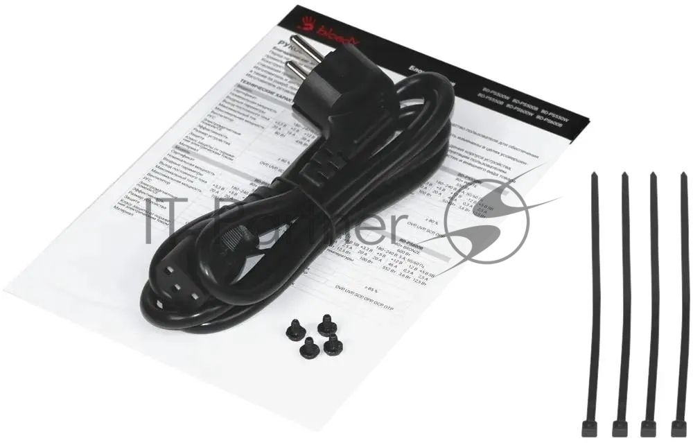 Блок питания Bloody BD-PS500W, 500Вт, 80 PLUS белый, 120мм,черный