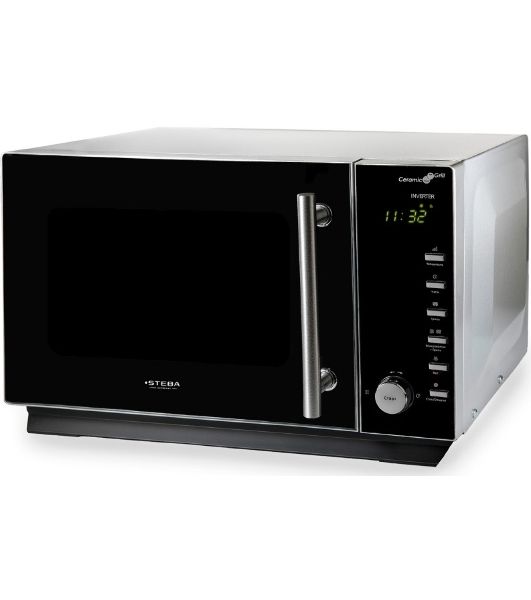 Микроволновая печь Steba MIC 2530 CERAMIC серебристый, 25 л, 900 Вт, переключатели - кнопки, поворотный механизм