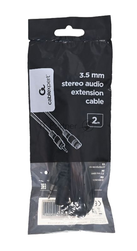Кабель-удлинитель аудио Cablexpert CCA-423-2M-N, Jack 3.5(M)/Jack 3.5(F), 2м, черный, пакет