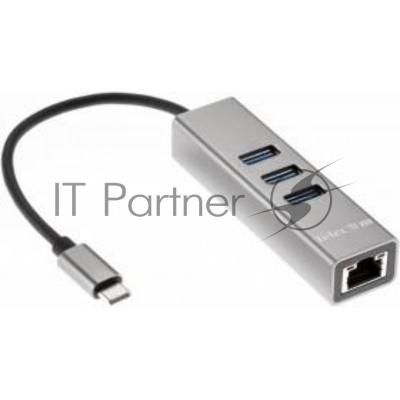 Переходник Telecom USB 3.1 Type-C -->RJ-45 1000Mbps +3 USB3.0, Aluminum Shell, 0.2м Telecom TA311C