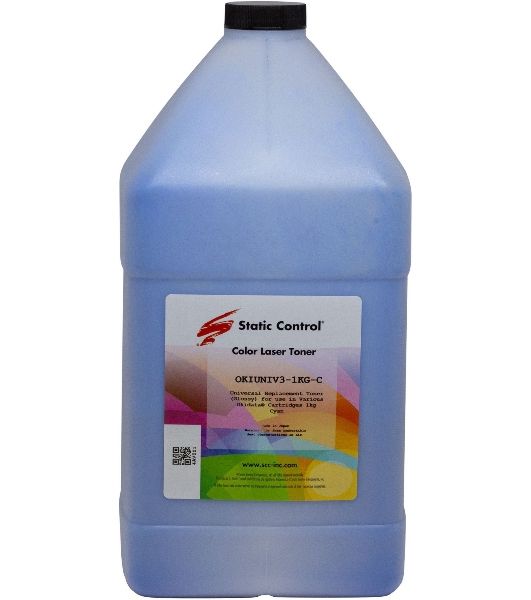 Тонер Static Control OKIUNIV3-1KG-C голубой флакон 1000гр. для принтера Oki C3300N/5500