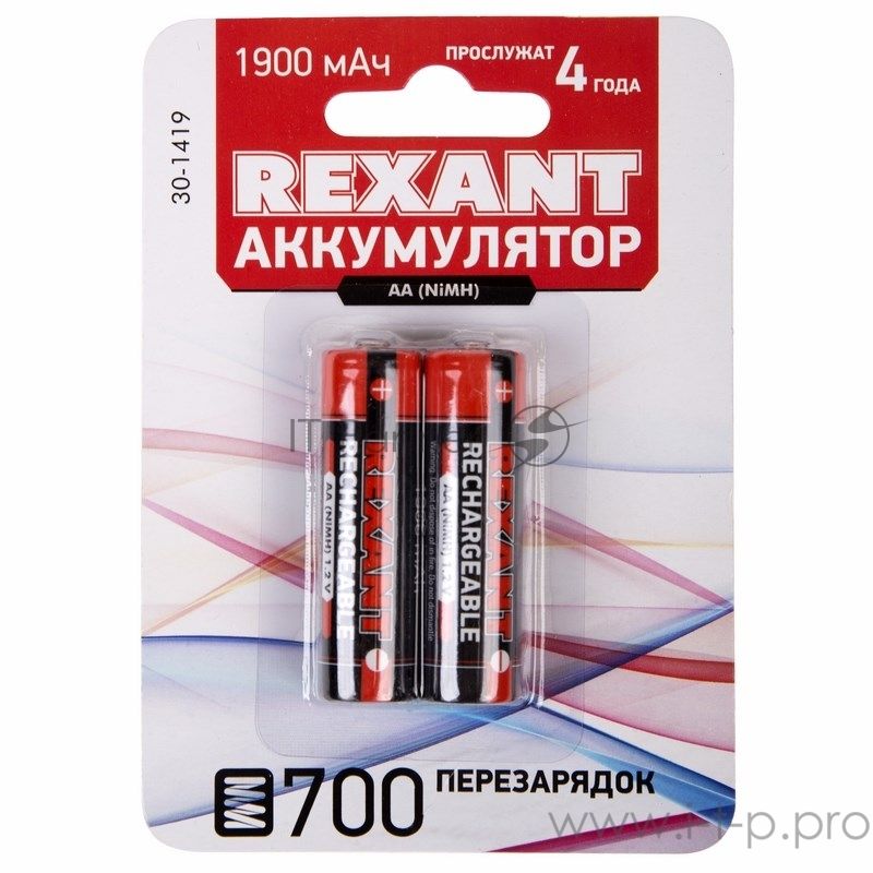 Аккумулятор Rexant тип AA "пальчиковый" 1.2 В 1900 мА·ч