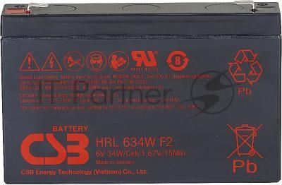 Аккумулятор 6V 9Ah CSB HRL634W (HRL634WF2FR) клеммы F2, огнеупорные