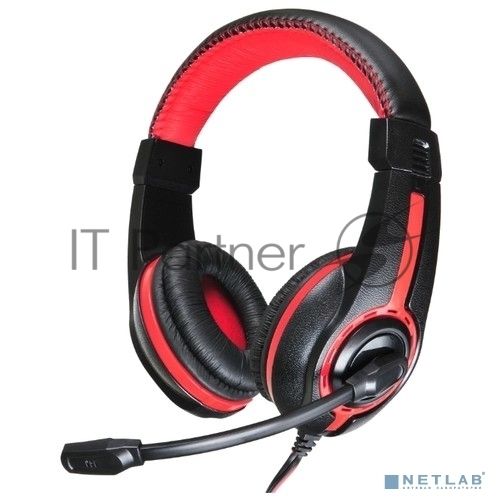Наушники с микрофоном Oklick HS-L200 черный/красный 2м мониторы оголовье (Y-819)