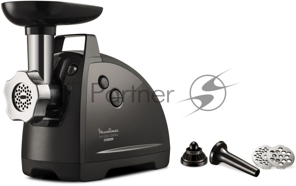 Мясорубка электрическая Moulinex ME682832 черный, 2000 Вт, 2.6 кг/мин, реверс, защита от перегрузки, насадки - 4