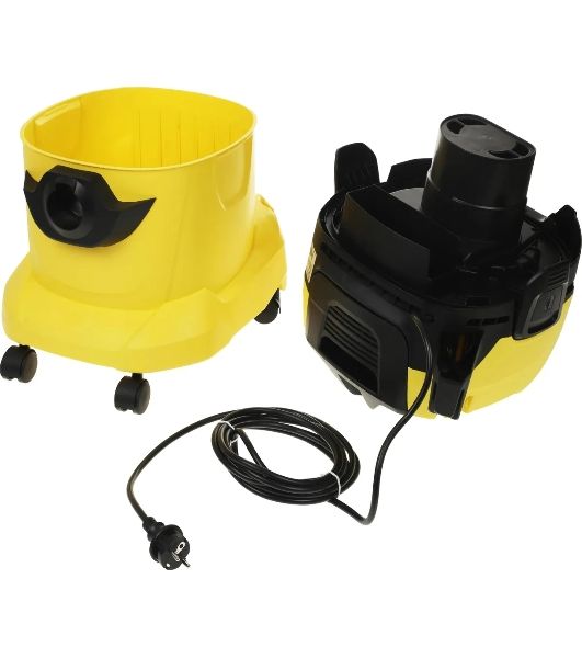 Строительный пылесос Karcher WD 4 P V-20/5/22 желтый, 1000 Вт, уборка сухая/сбор воды/выдув, пылесборник мешок/контейнер, 20 л