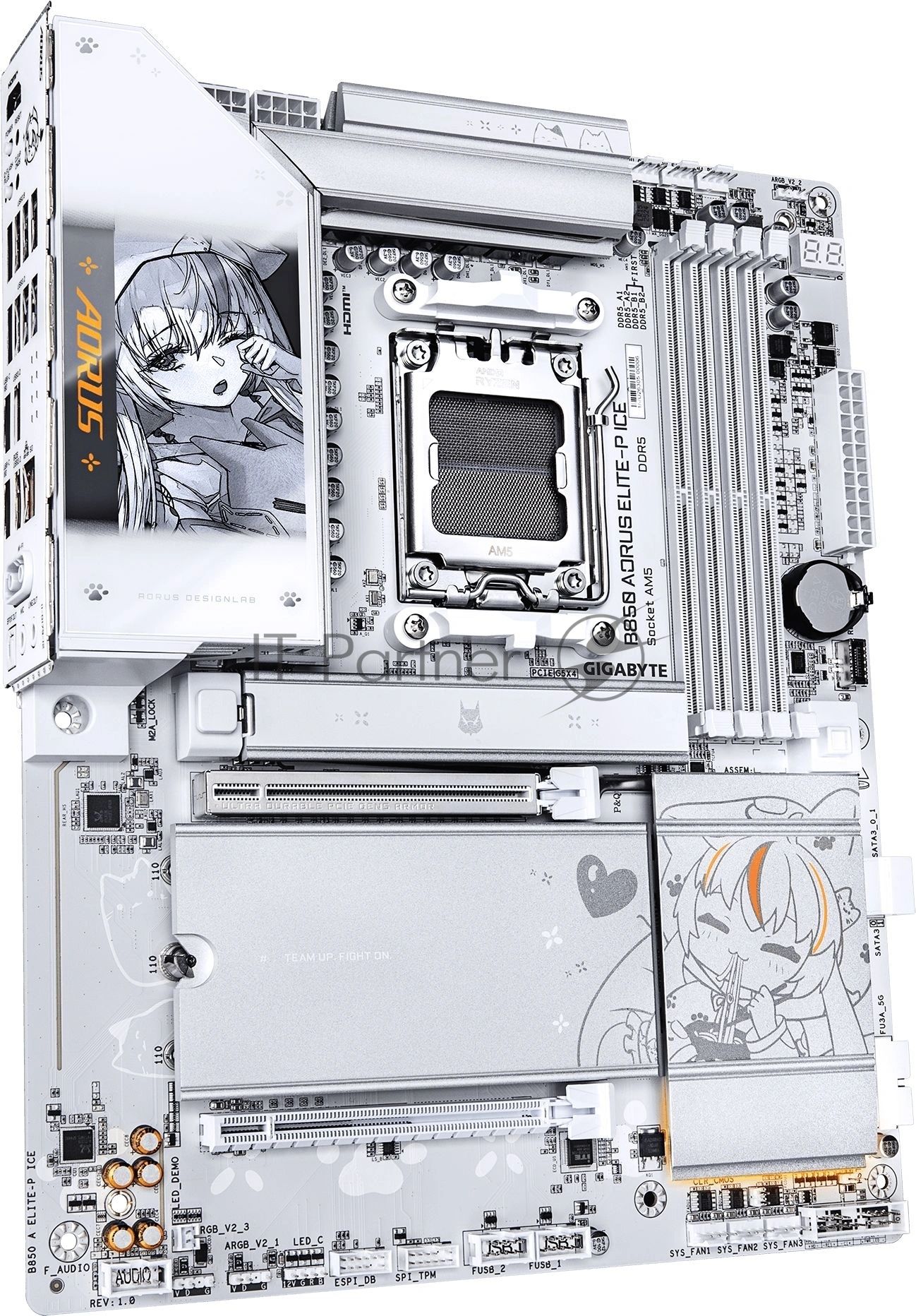 Материнская плата Gigabyte B850 AORUS ELITE-P ICE, AM5, AMD B850, 4xDDR5, 2xSATA, 4xM.2, 1xPCIe 5.0 x16, 1xPCIe 4.0 x4, 1xHDMI, 1x5Gb LAN, 2xUSB 3.2 Gen 2 Type-C, 2xUSB 3.2 Gen 2 Type-A, 4xUSB 3.2 Gen 1, 4xUSB 2.0, 2x3.5 мм, 7.1, ATX