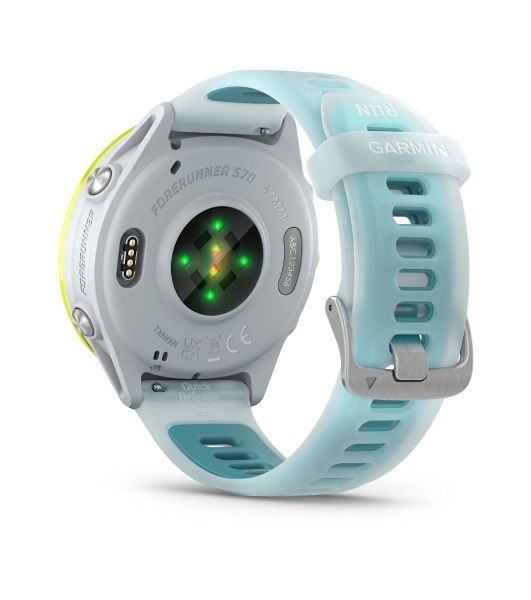Умные часы Garmin Forerunner 970, 1.4" AMOLED, Wi-Fi, Bluetooth, NFC, 50м, белый / желтый / бирюзовый