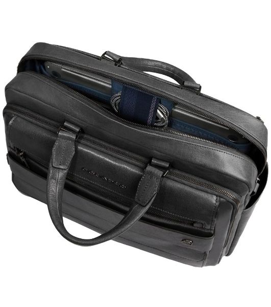 Деловая сумка мужская Piquadro Solm CA7025S141/N с отделением для ноутбука 14" черная натур.кожа