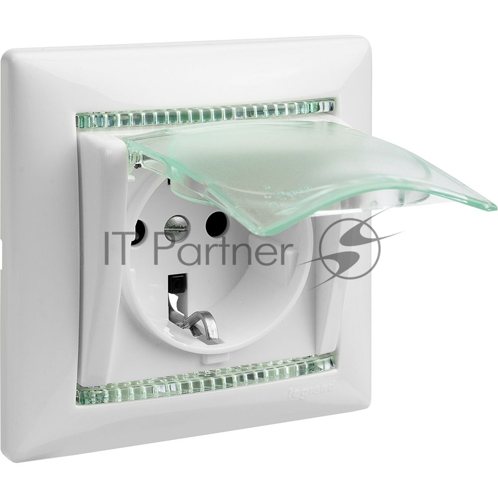 Розетка Legrand Valena 774220 влагозащищенная IP44 с заземлением с крышкой и защитными шторками (белая)