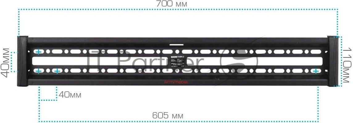 Кронштейн Arm media PLASMA-12 черный Кр. стал. наст. для TV 35"-75", max 60 кг, 1 ст св., нак. 0°-12° от ст. 37 мм, max VESA 600x400 мм.