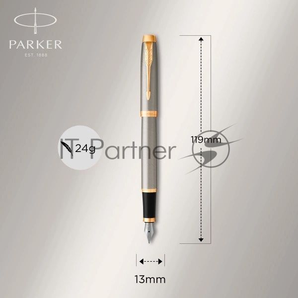 Ручка перьевая Parker IM Core F321 (CW1931649) Brushed Metal GT F сталь нержавеющая, подарочная коробка